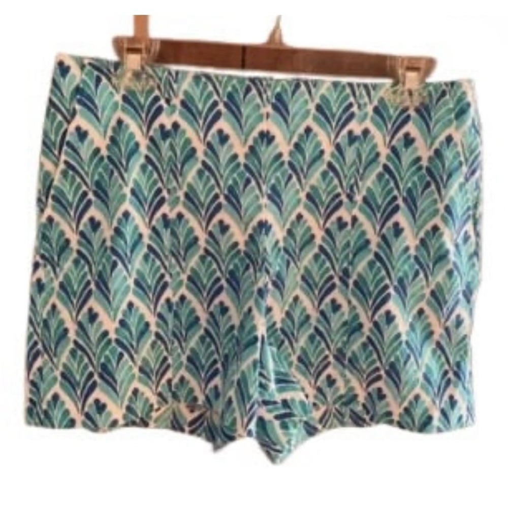 Pappagallo Women's Shorts Sz 8 Geometric‎ Print Blue Green White